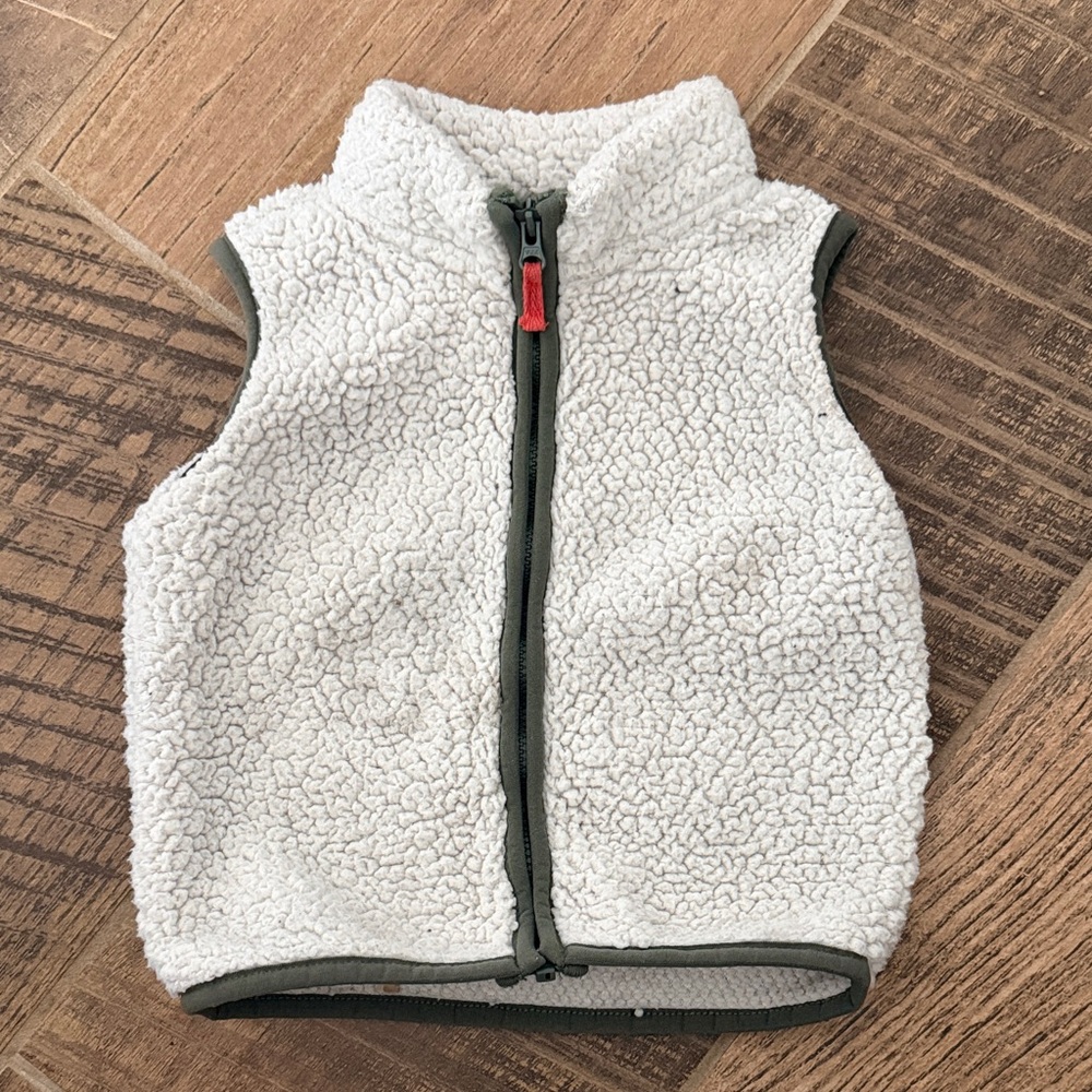 18 Month Carter's Cream Sherpa Vest with Olive Trim